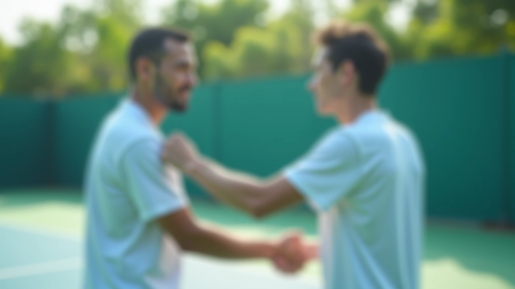 مدرب تنس متخصص يقوم بتصحيح وضعية لاعب شاب على ملعب تدريب احترافي